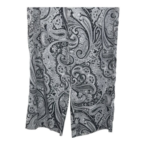 Michael Kors Womens Black Paisley Print Wide Leg Pants Size 16 Pull On Drawstrim - Picture 10 of 14